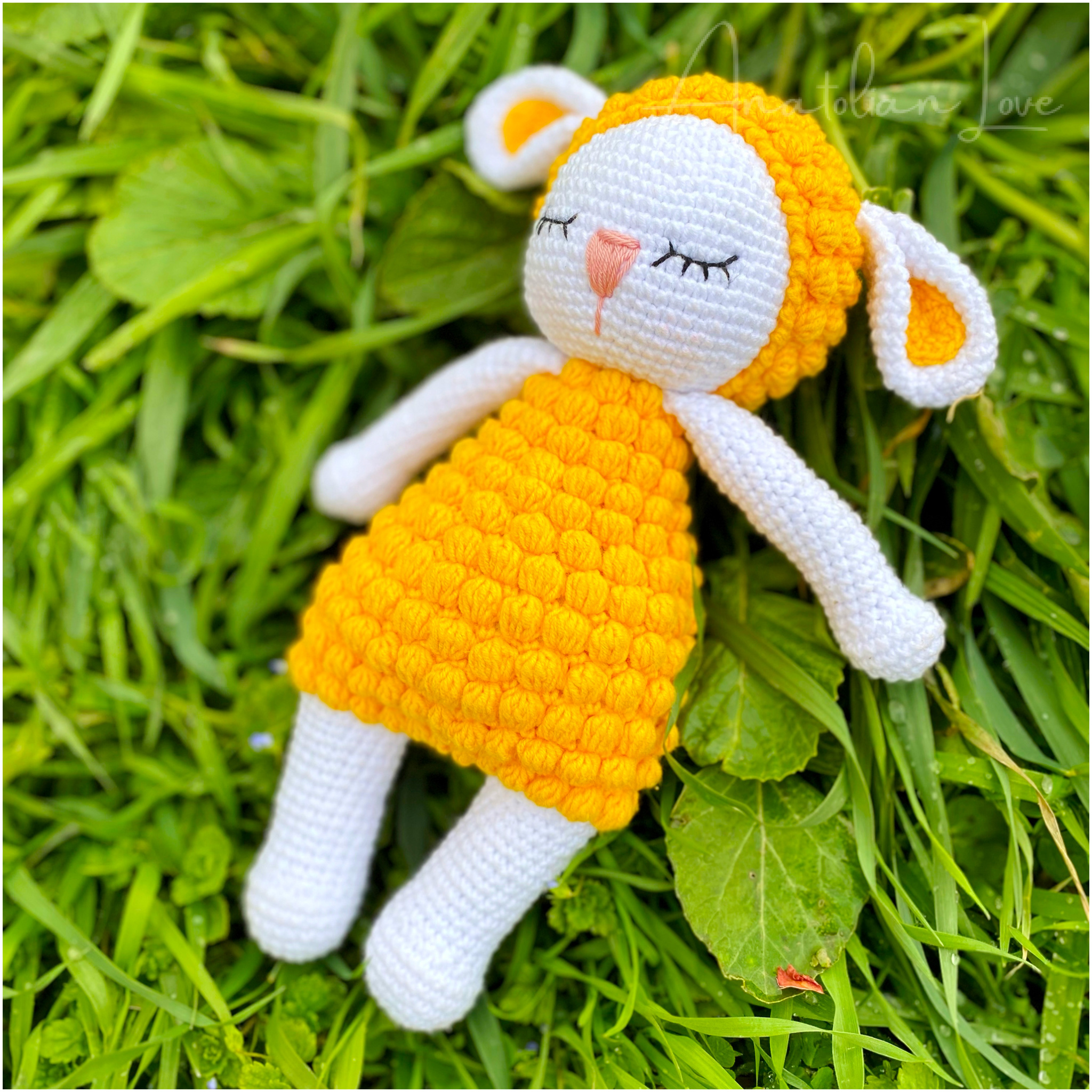 Sleepy Yellow Rabbit | Amigurumi Doll