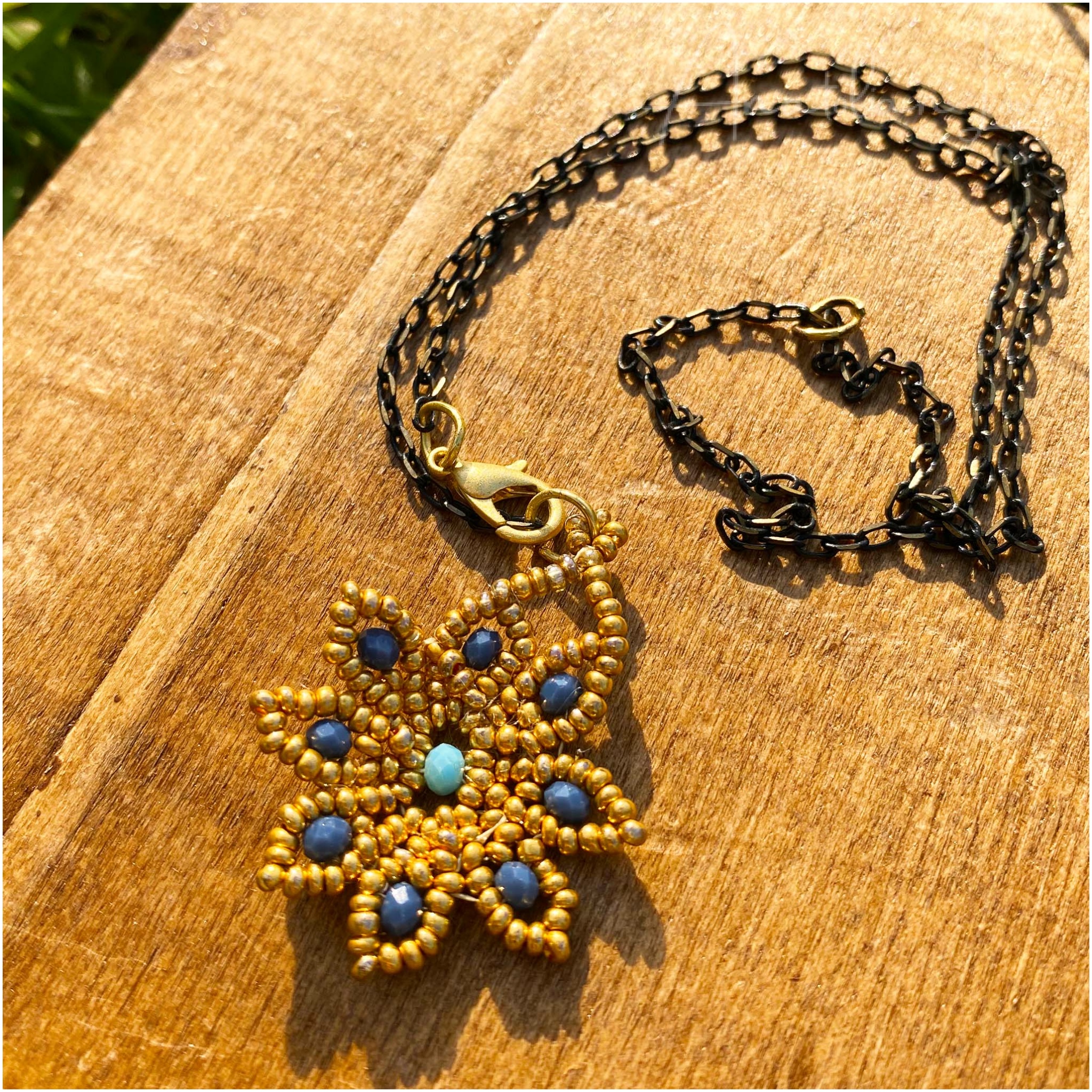 Bead Embroide Flower Necklace