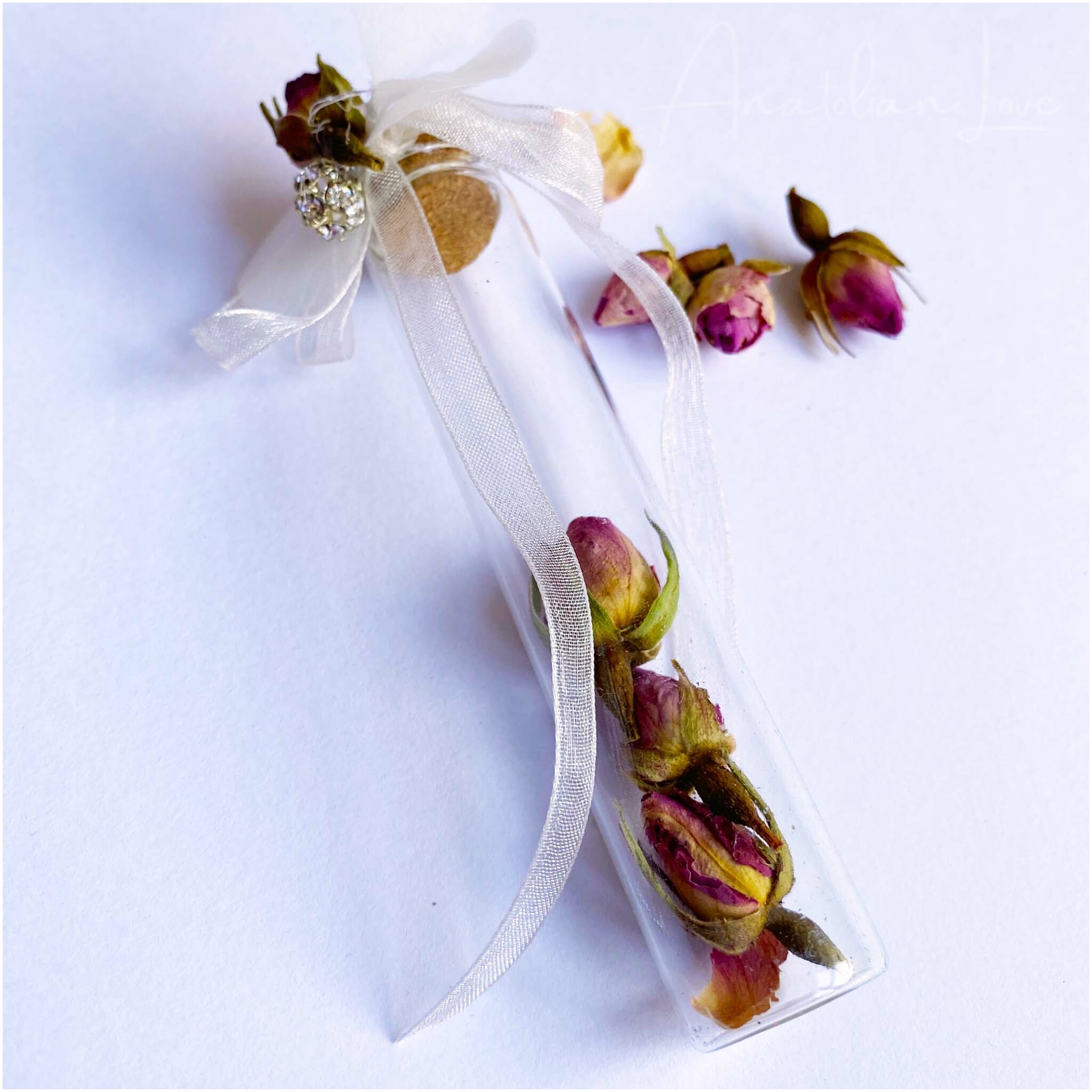 Dried Rose In Bottle Engagement Ornament