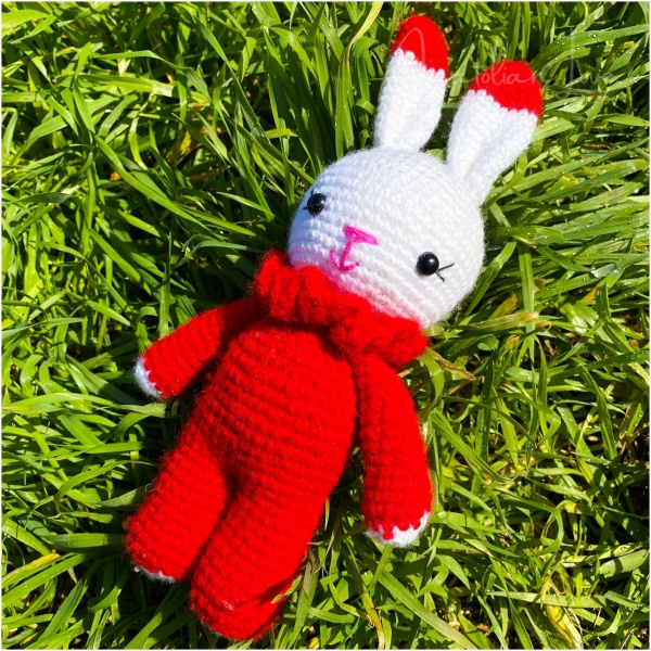 Rabbit In Red Jumpsuit | Amigurumi Doll