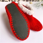 Crochet Red Pompom Slippers