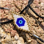 Evil Eye Bead Embroidered Bracelet